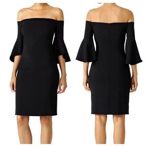 Laundry by Shelli Segal Black Bell Sleeve Cocktail Dress